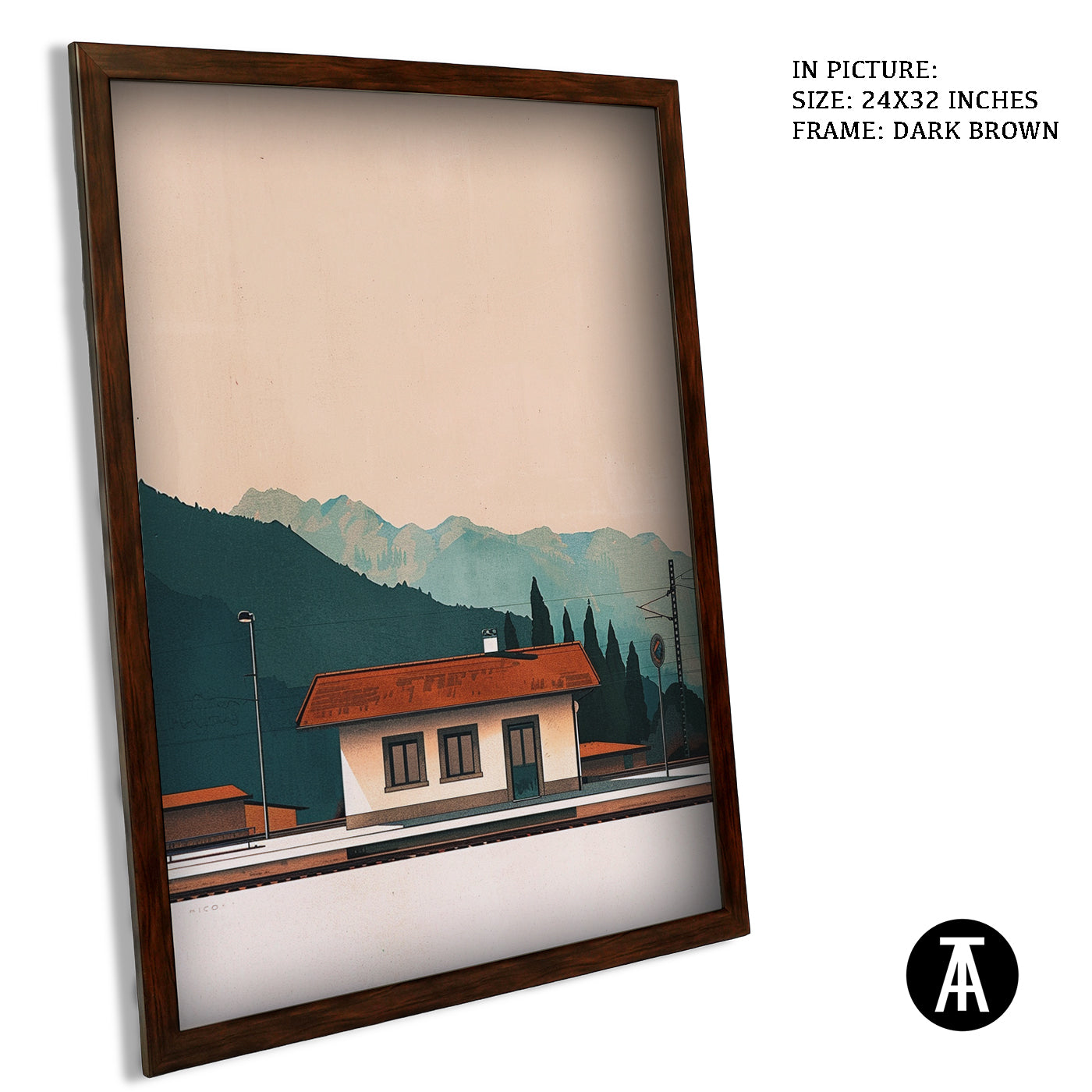 Artwork in Dark Brown Frame