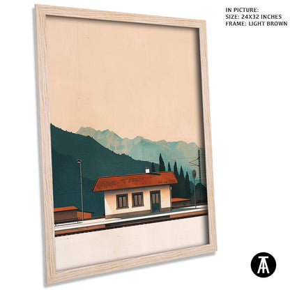 Artwork in Light Brown Frame