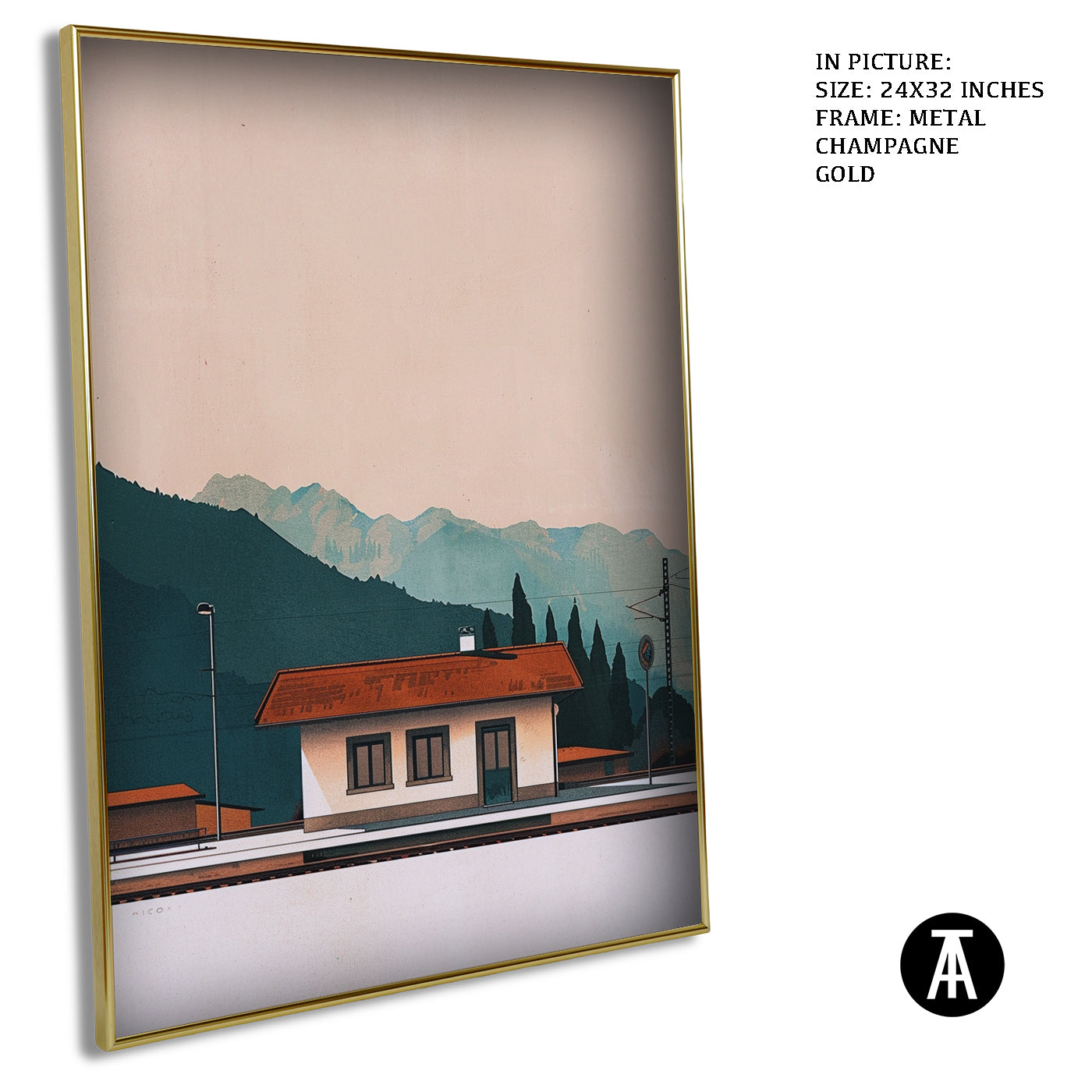 Artwork in Metal Champagne Gold Frame