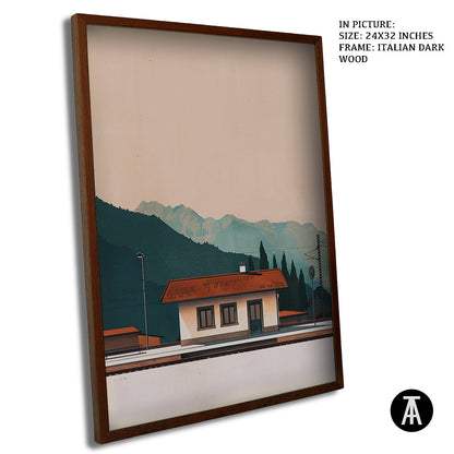 Artwork in Dark Wood Frame