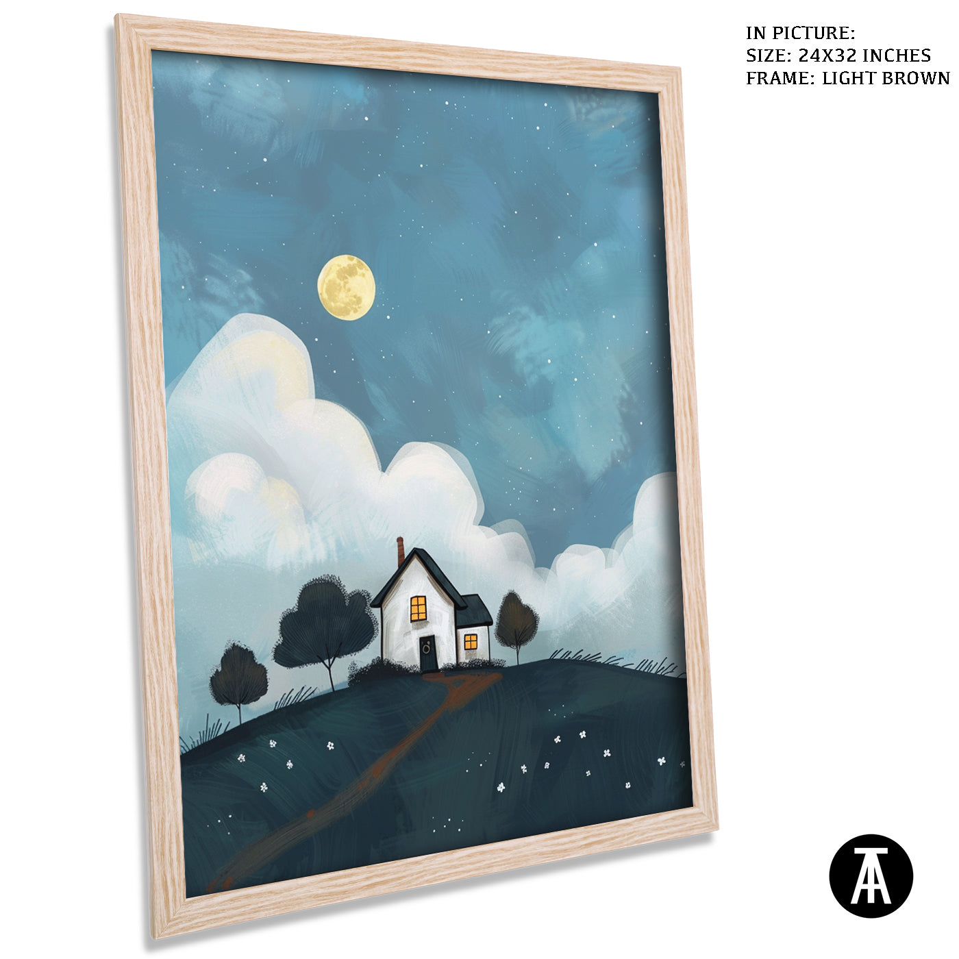 Artwork in Light Brown Frame