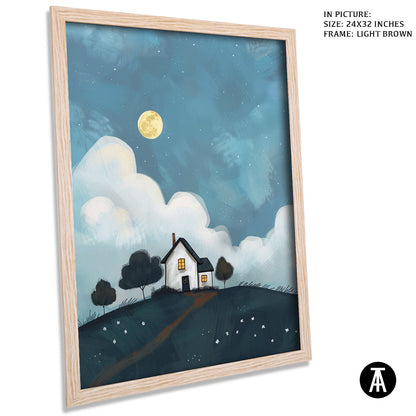 Artwork in Light Brown Frame