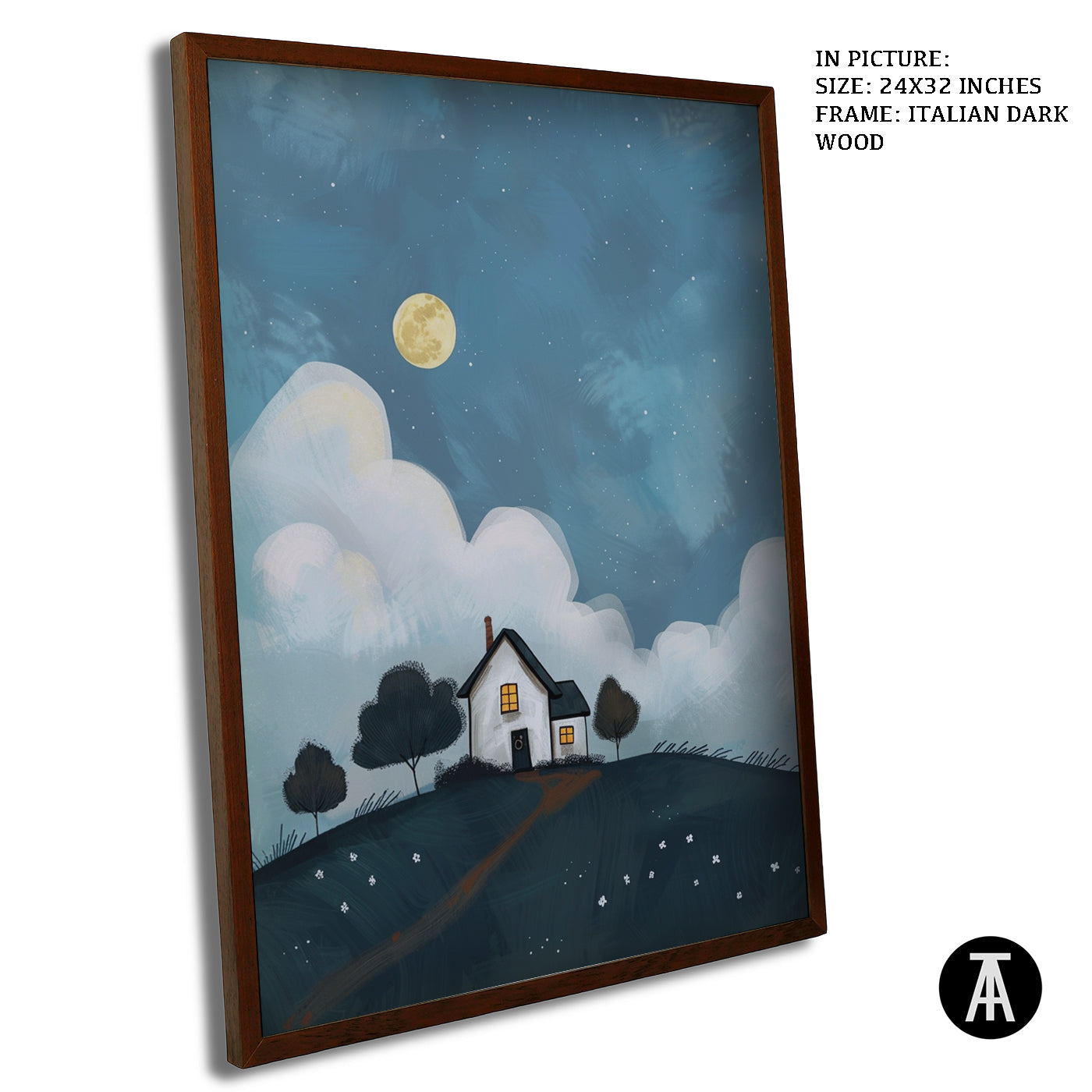 Artwork in Dark Wood Frame