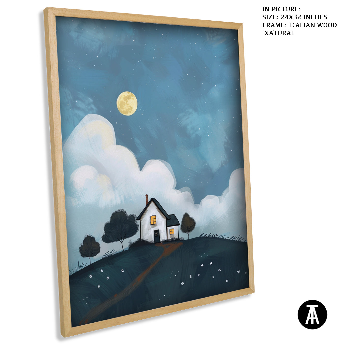 Artwork in Natural Wood Frame