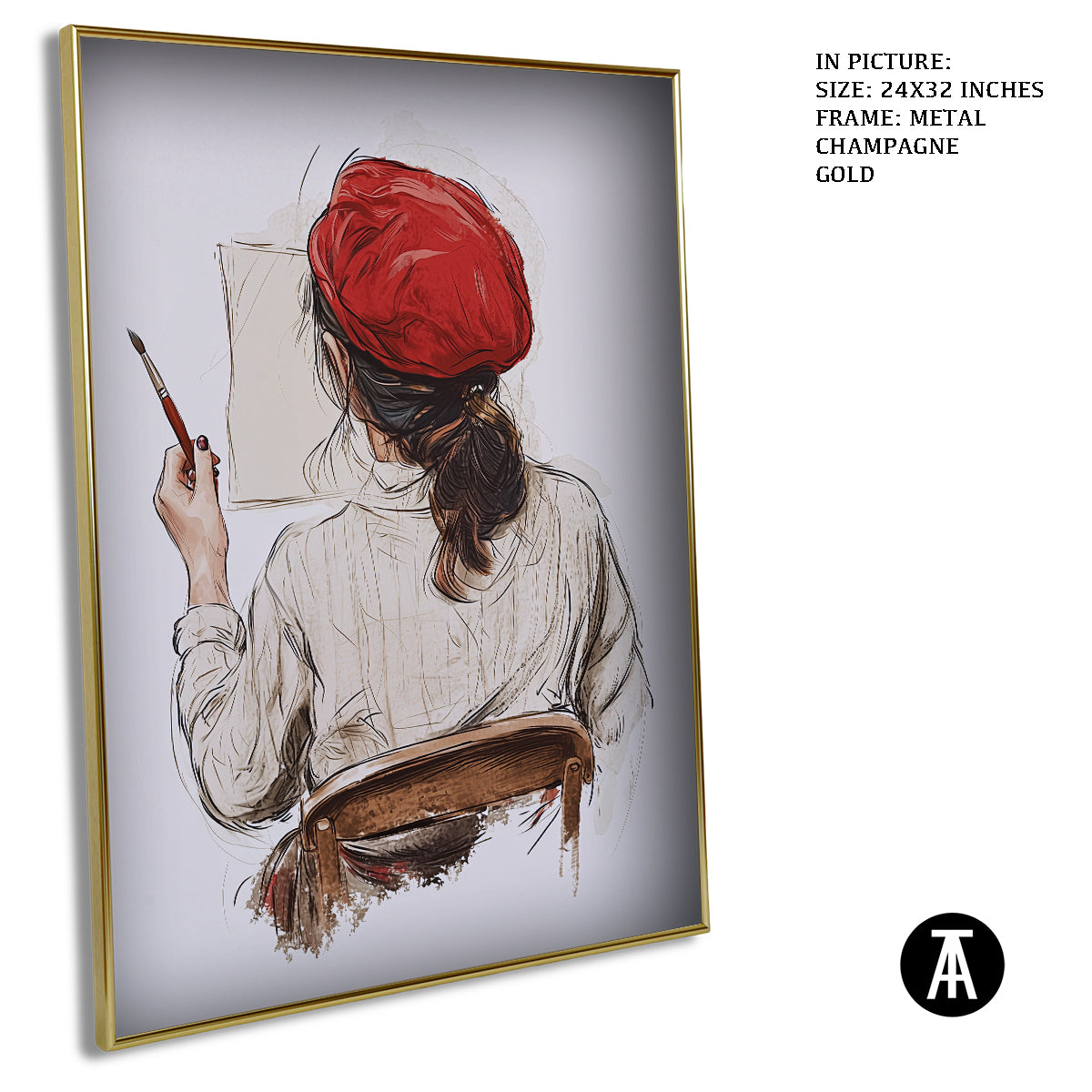 Artwork in Light Brown Frame