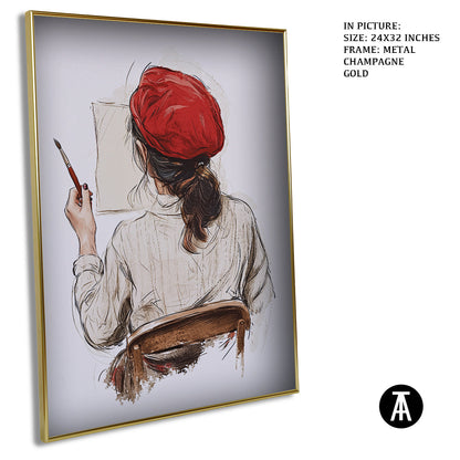 Artwork in Light Brown Frame