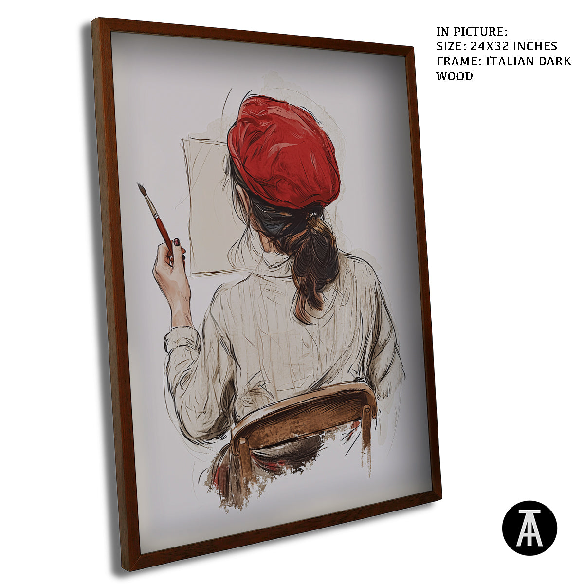 Artwork in Dark Wood Frame