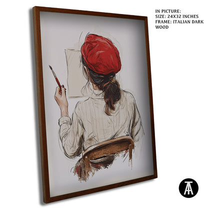 Artwork in Dark Wood Frame