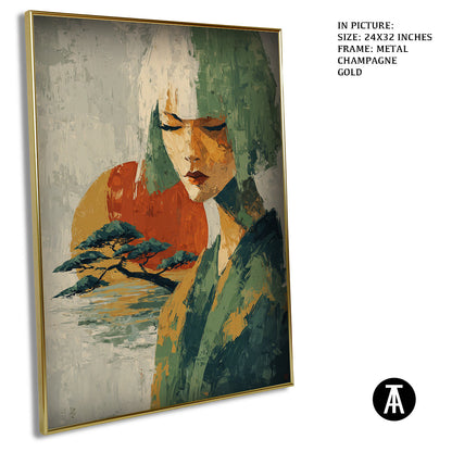 Artwork in Light Brown Frame