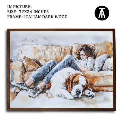 Artwork in Dark Wood Frame