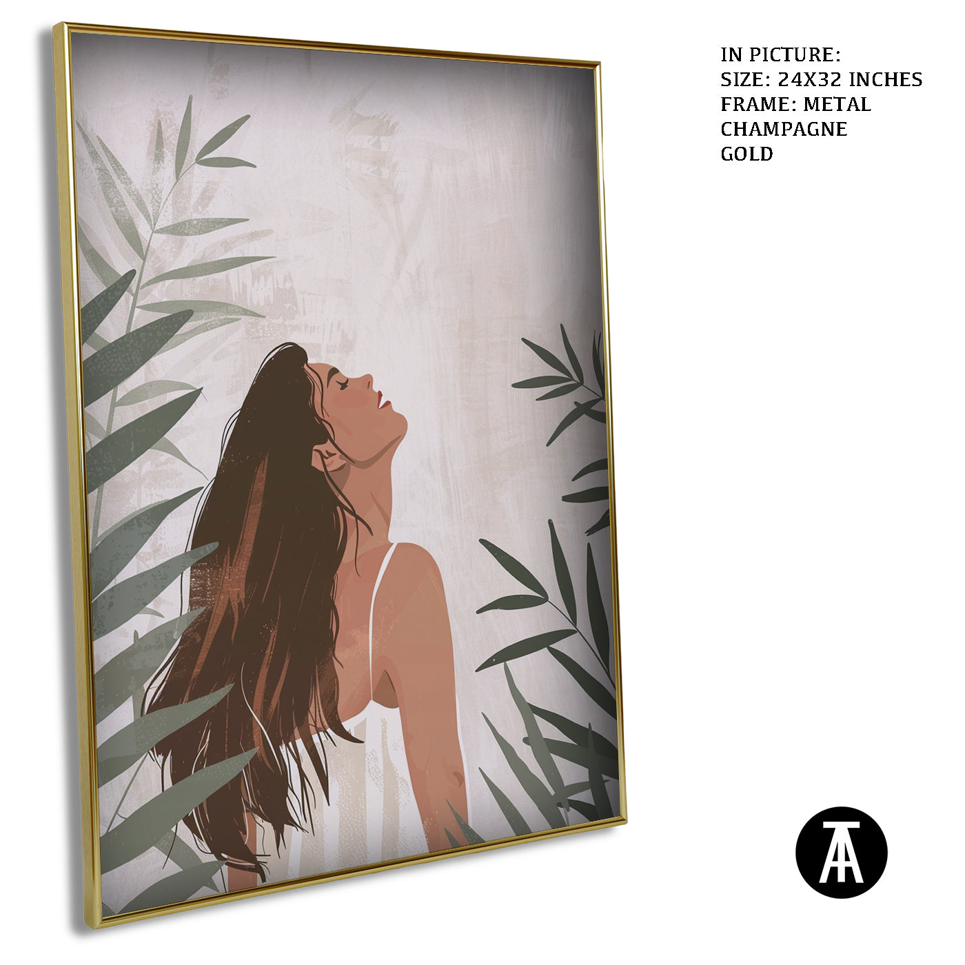 Artwork in Metal Champagne Gold Frame