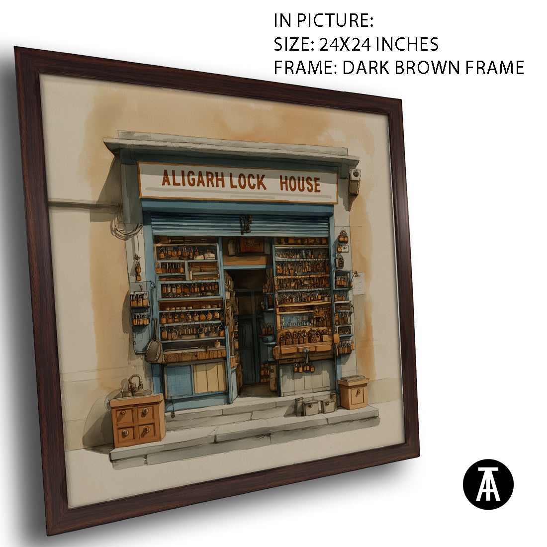 Artwork in Dark Brown Frame