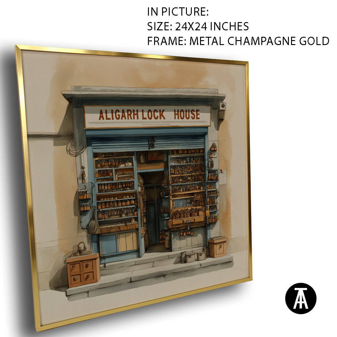 Artwork in Metal Champagne Gold Frame