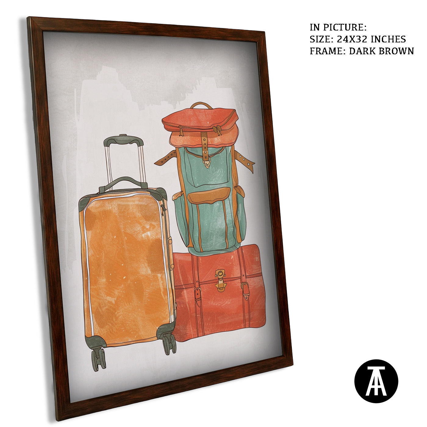 Artwork in Dark Brown Frame