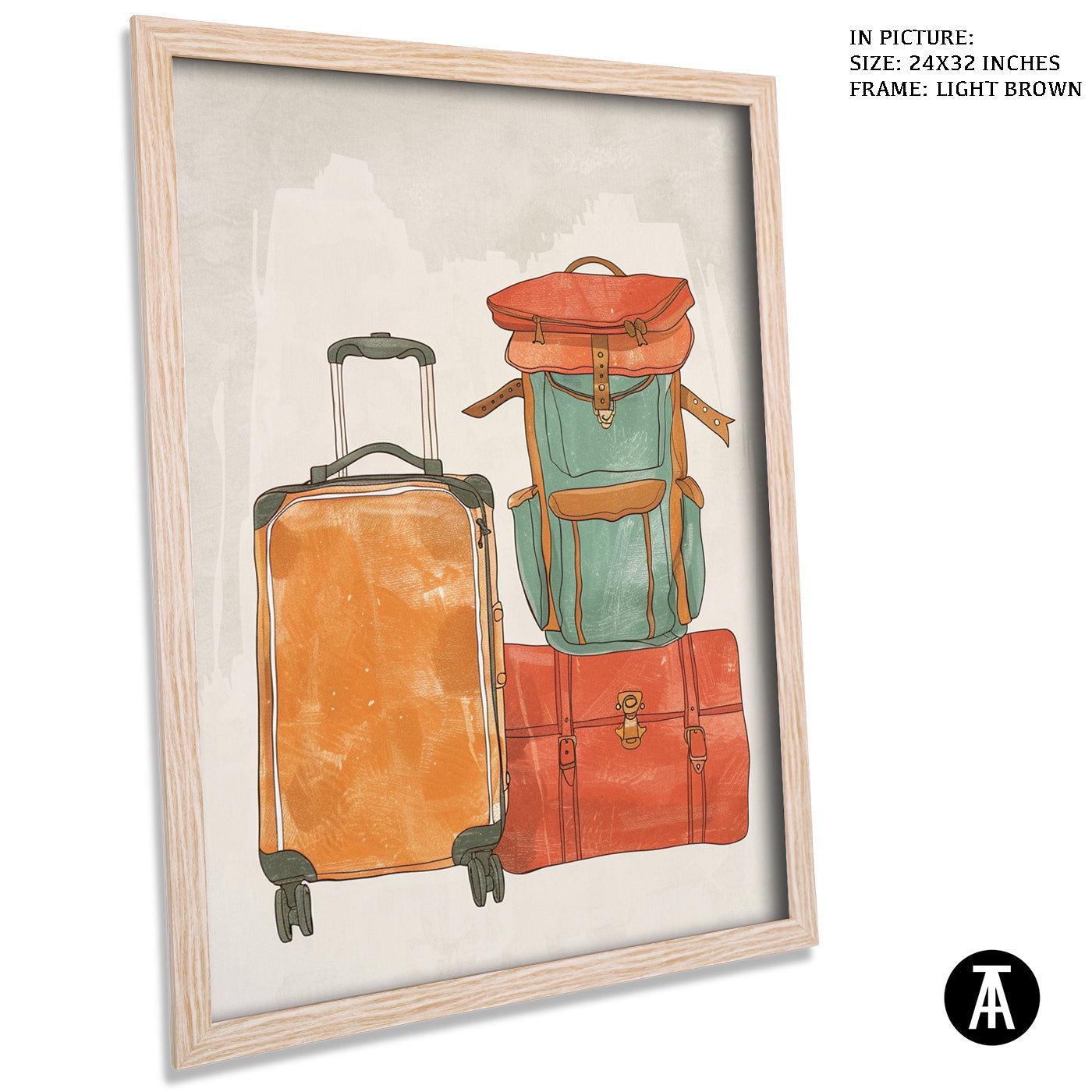 Artwork in Light Brown Frame
