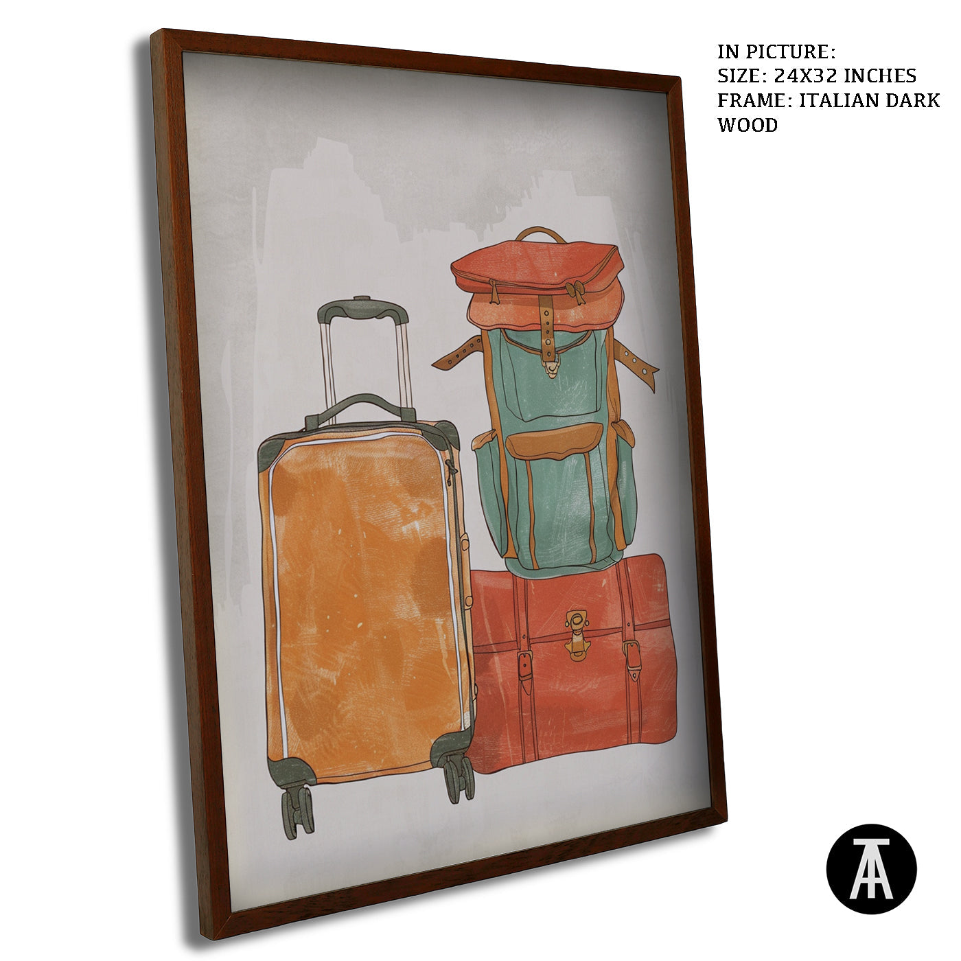 Artwork in Dark Wood Frame