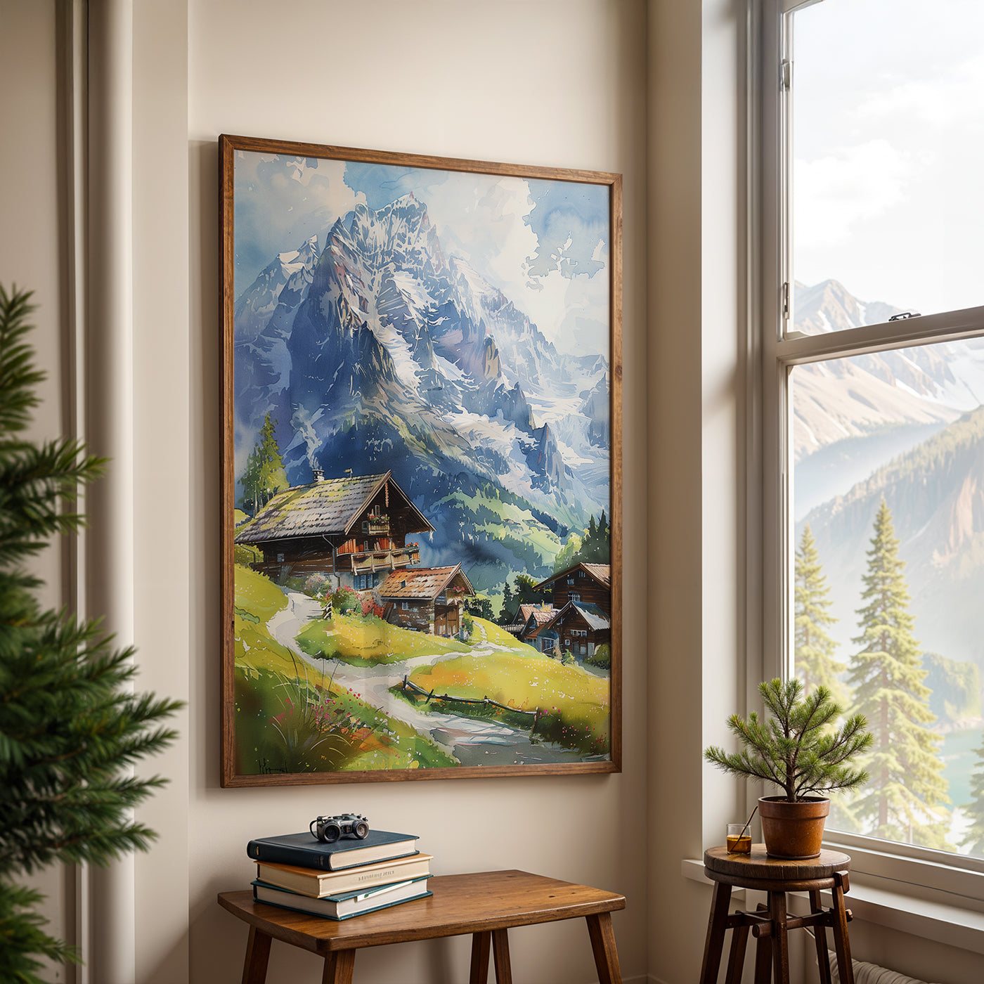 Swiss Alps Painting in a Lifestyle Setting