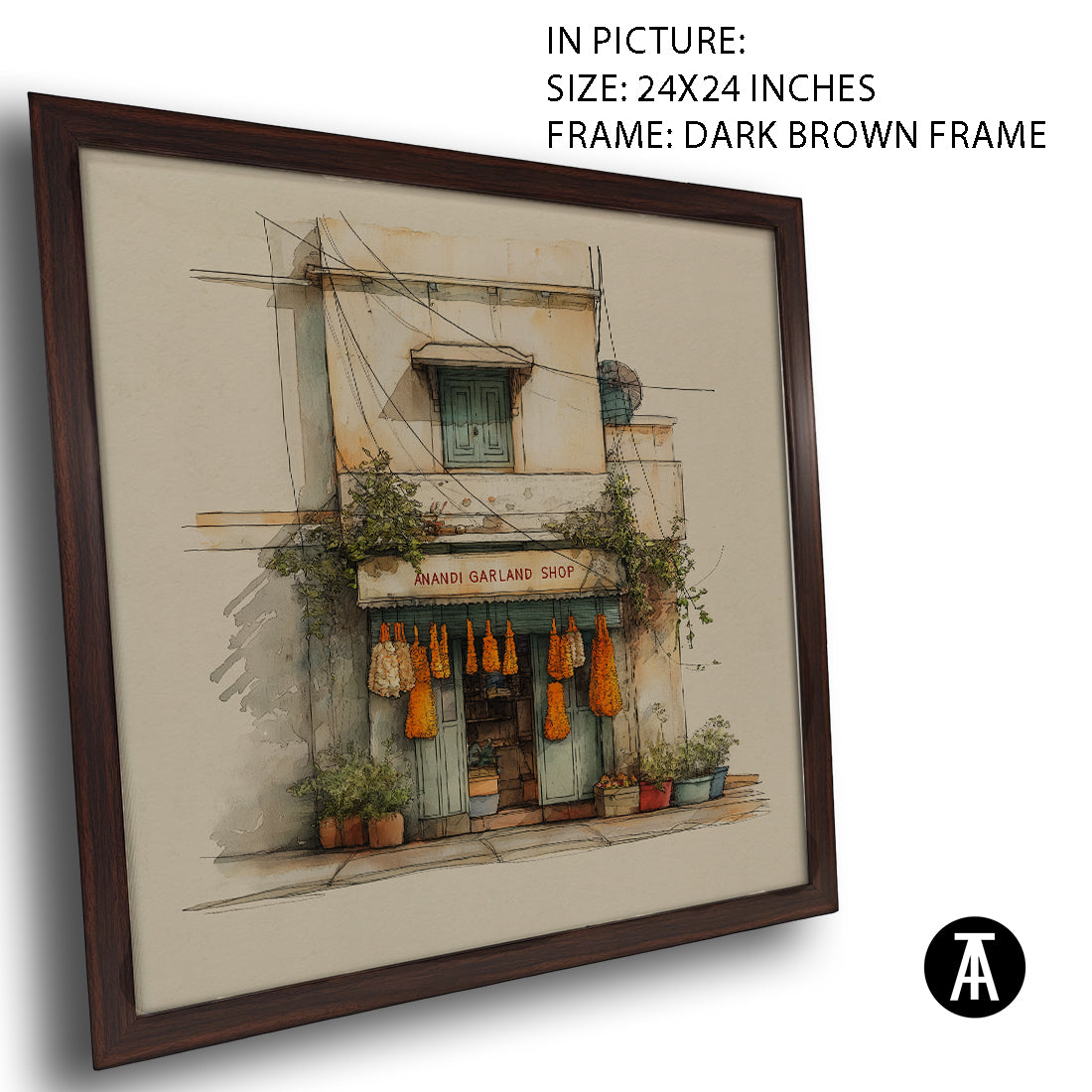 Artwork in Dark Brown Frame