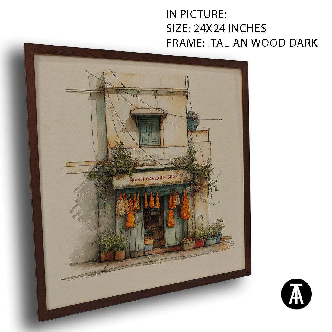 Artwork in Dark Wood Frame