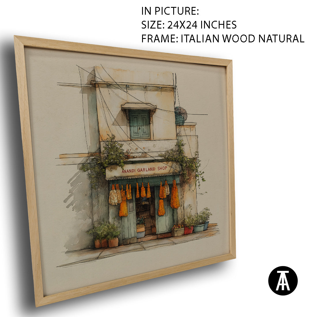 Artwork in Natural Wood Frame