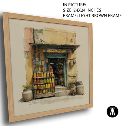 Artwork in Light Brown Frame