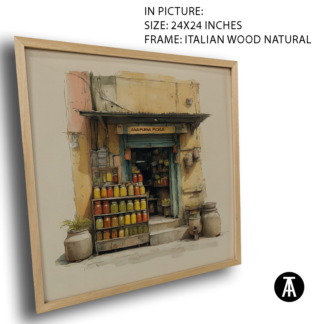 Artwork in Natural Wood Frame