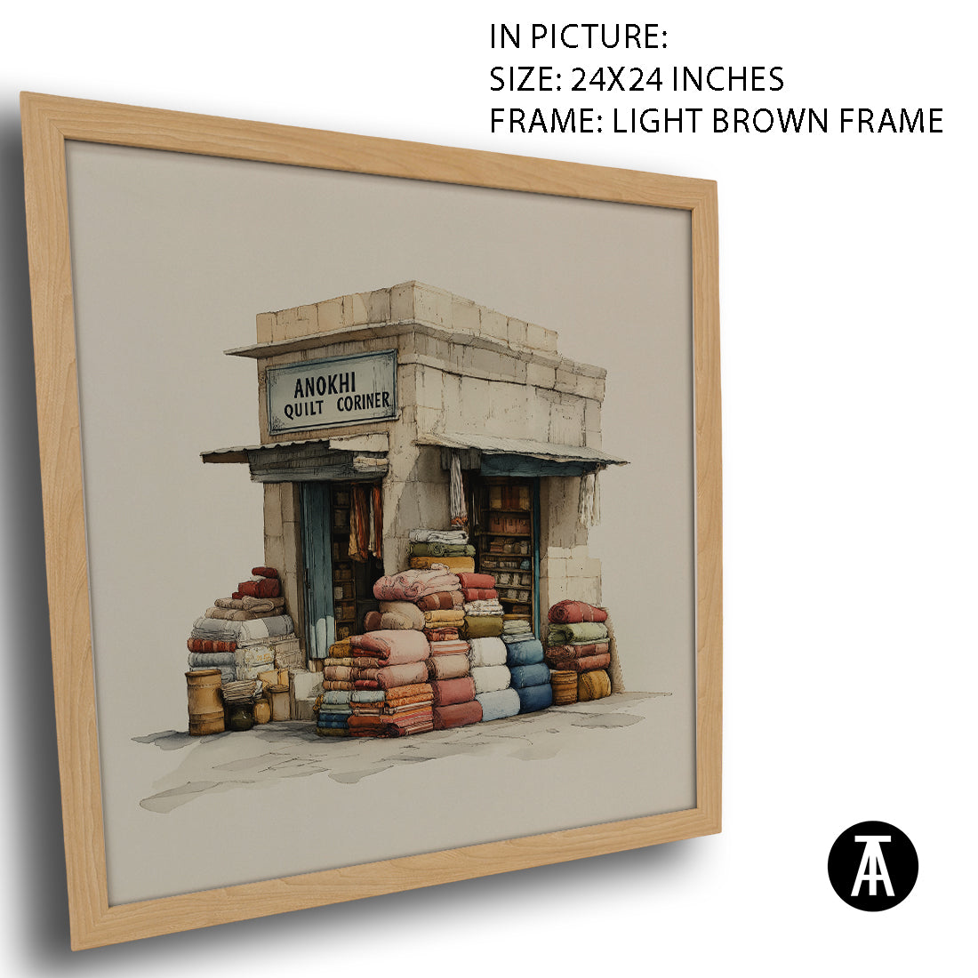 Artwork in Light Brown Frame