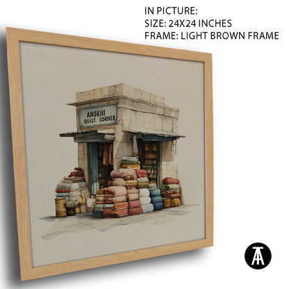 Artwork in Light Brown Frame