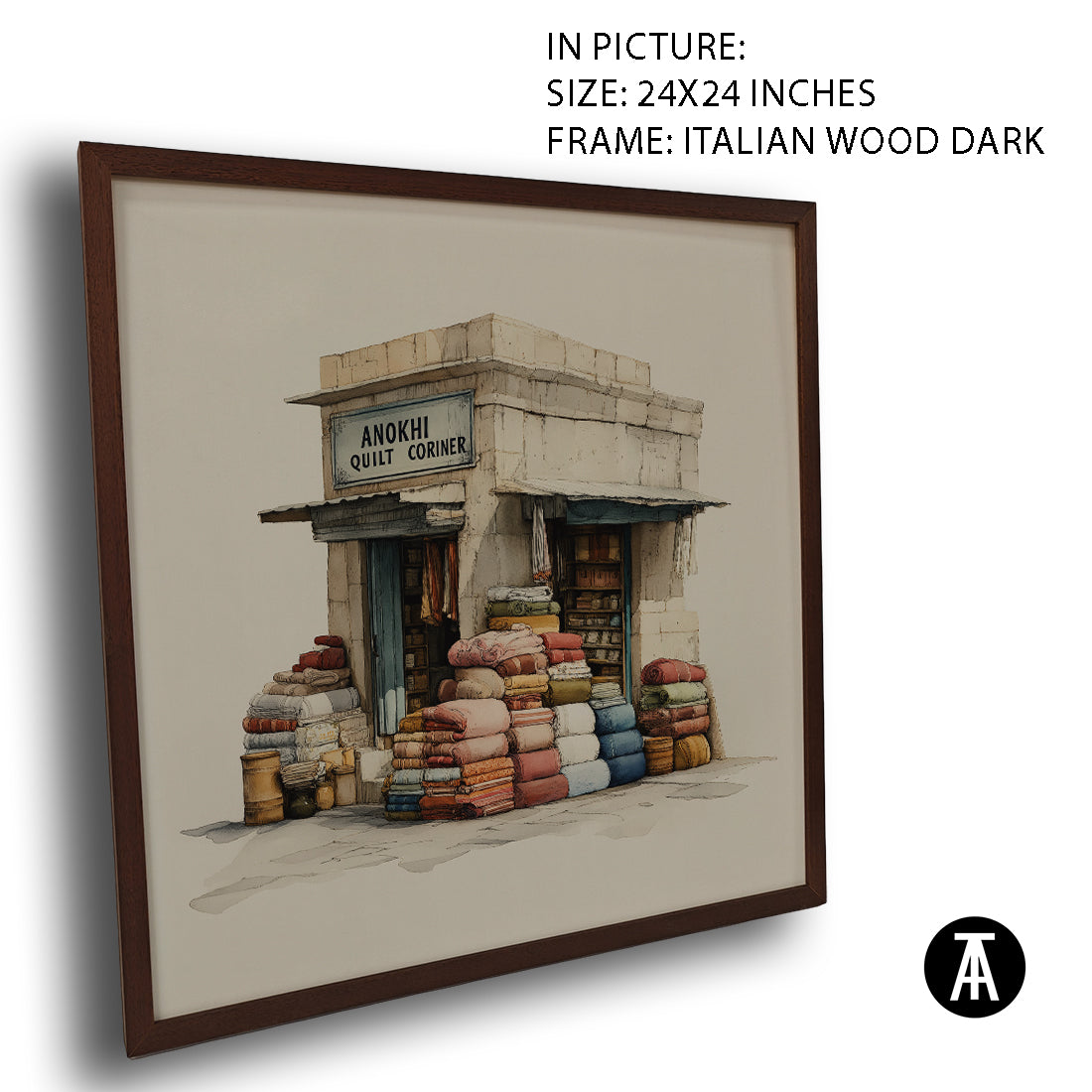 Artwork in Dark Wood Frame