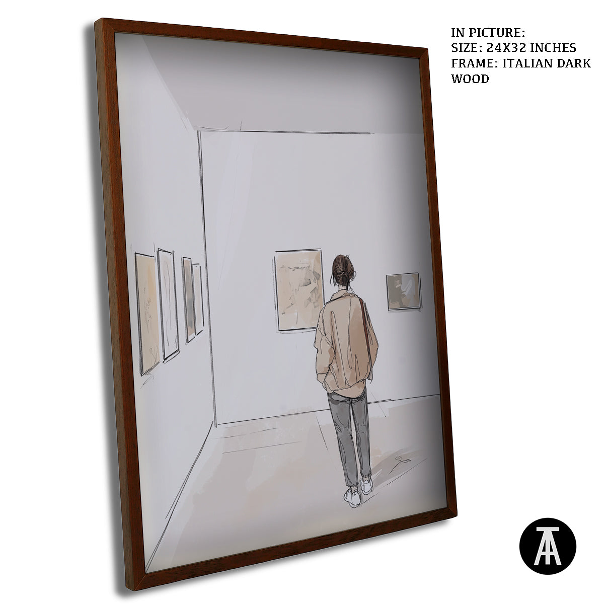 Artwork in Dark Wood Frame