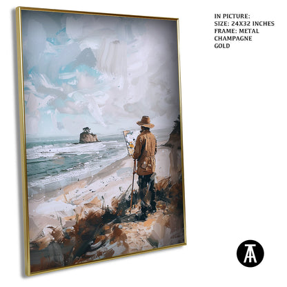 Artwork in Light Brown Frame