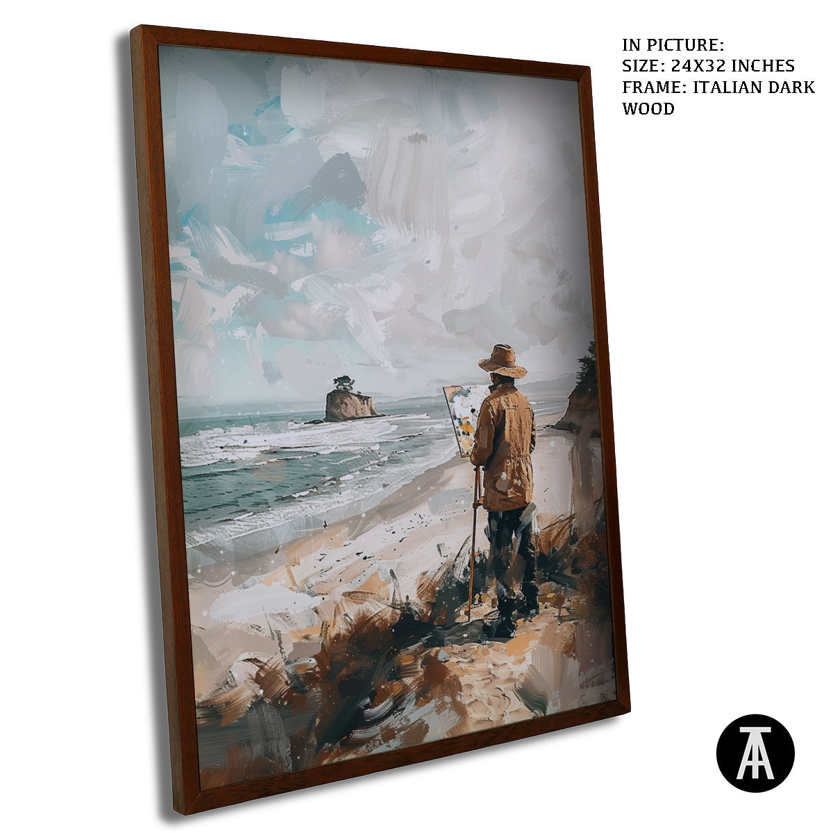 Artwork in Dark Wood Frame
