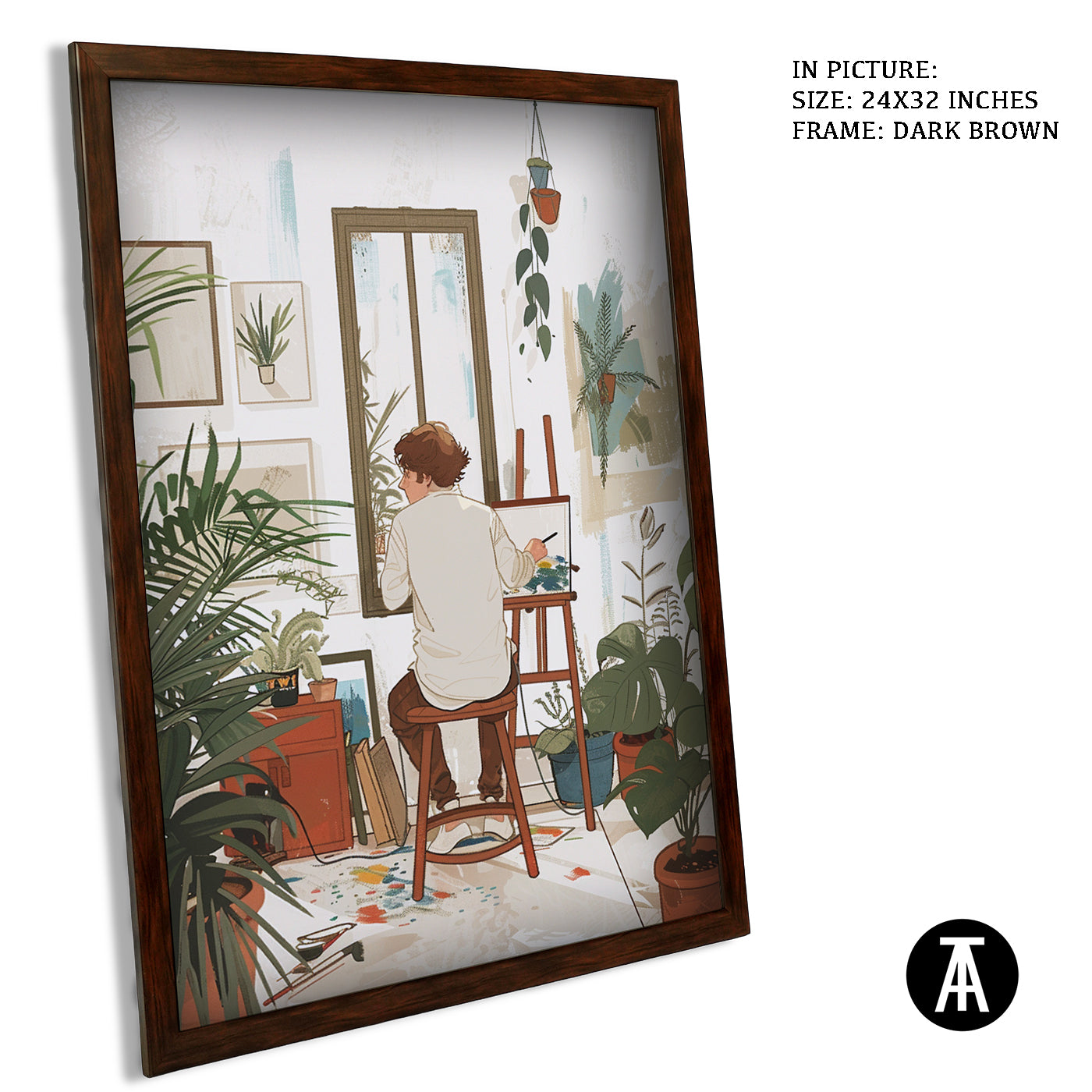 Artwork in Dark Brown Frame