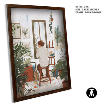 Artwork in Dark Brown Frame
