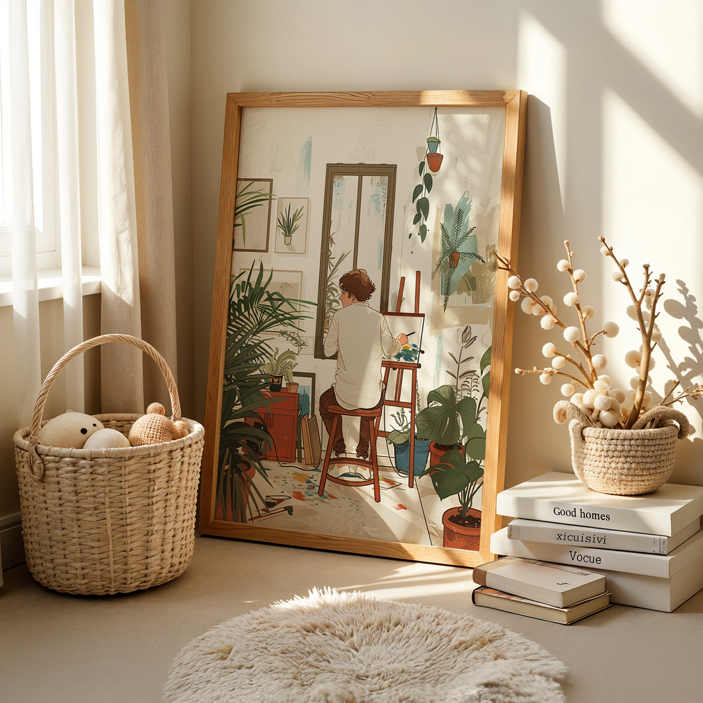 Boho Art Painting in a Lifestyle Setting