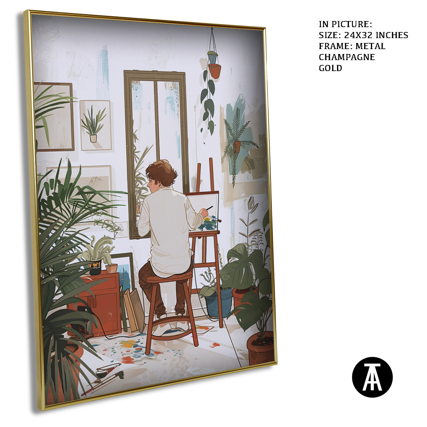Artwork in Metal Champagne Gold Frame