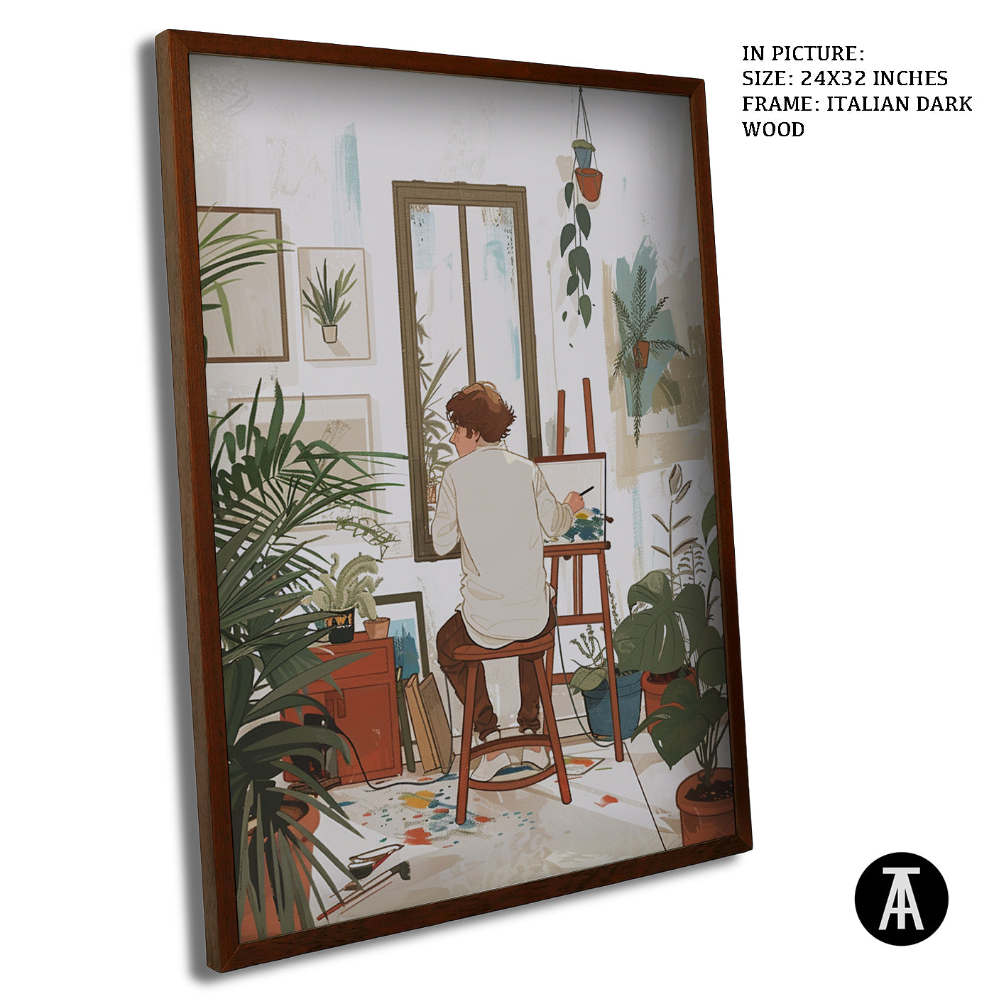 Artwork in Dark Wood Frame