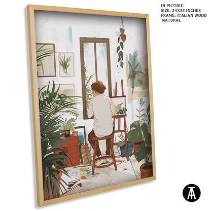 Artwork in Natural Wood Frame