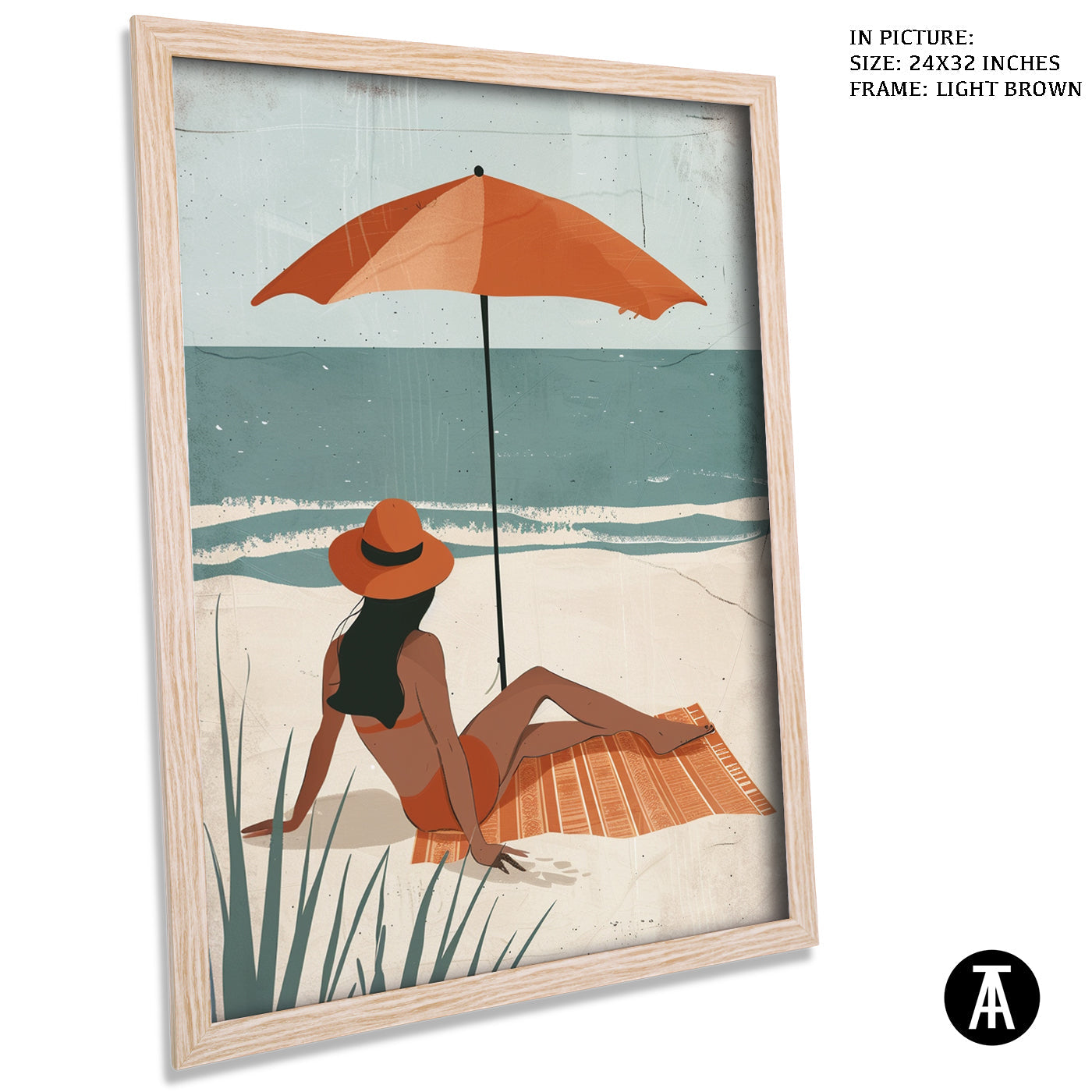 Artwork in Light Brown Frame
