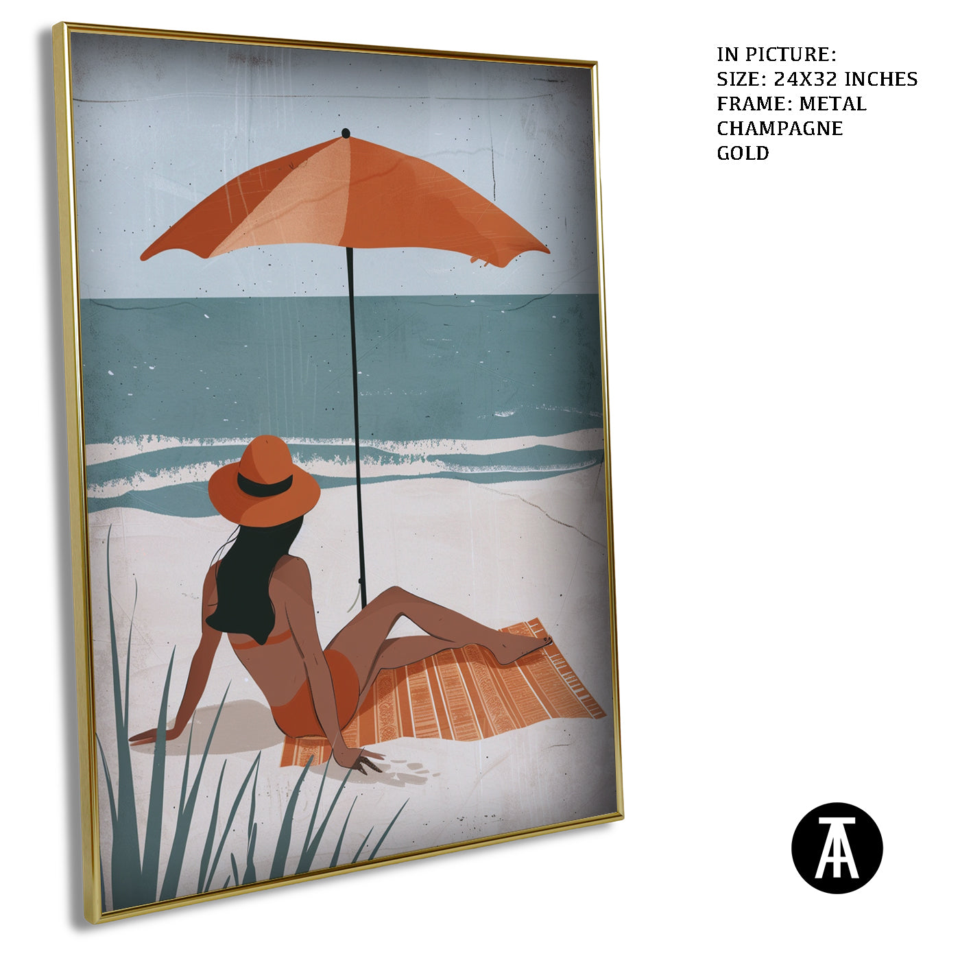 Artwork in Metal Champagne Gold Frame