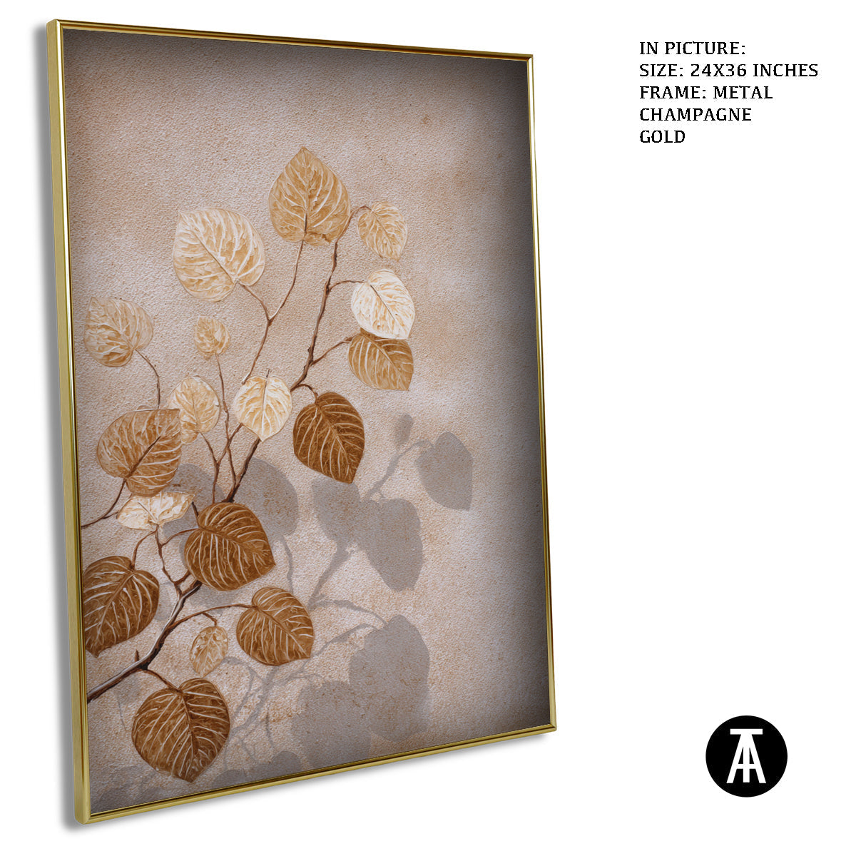 Artwork in Metal Champagne Gold Frame