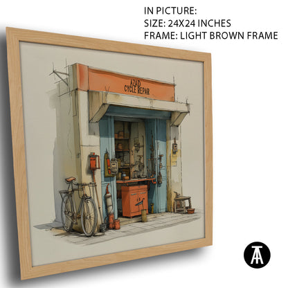 Artwork in Light Brown Frame
