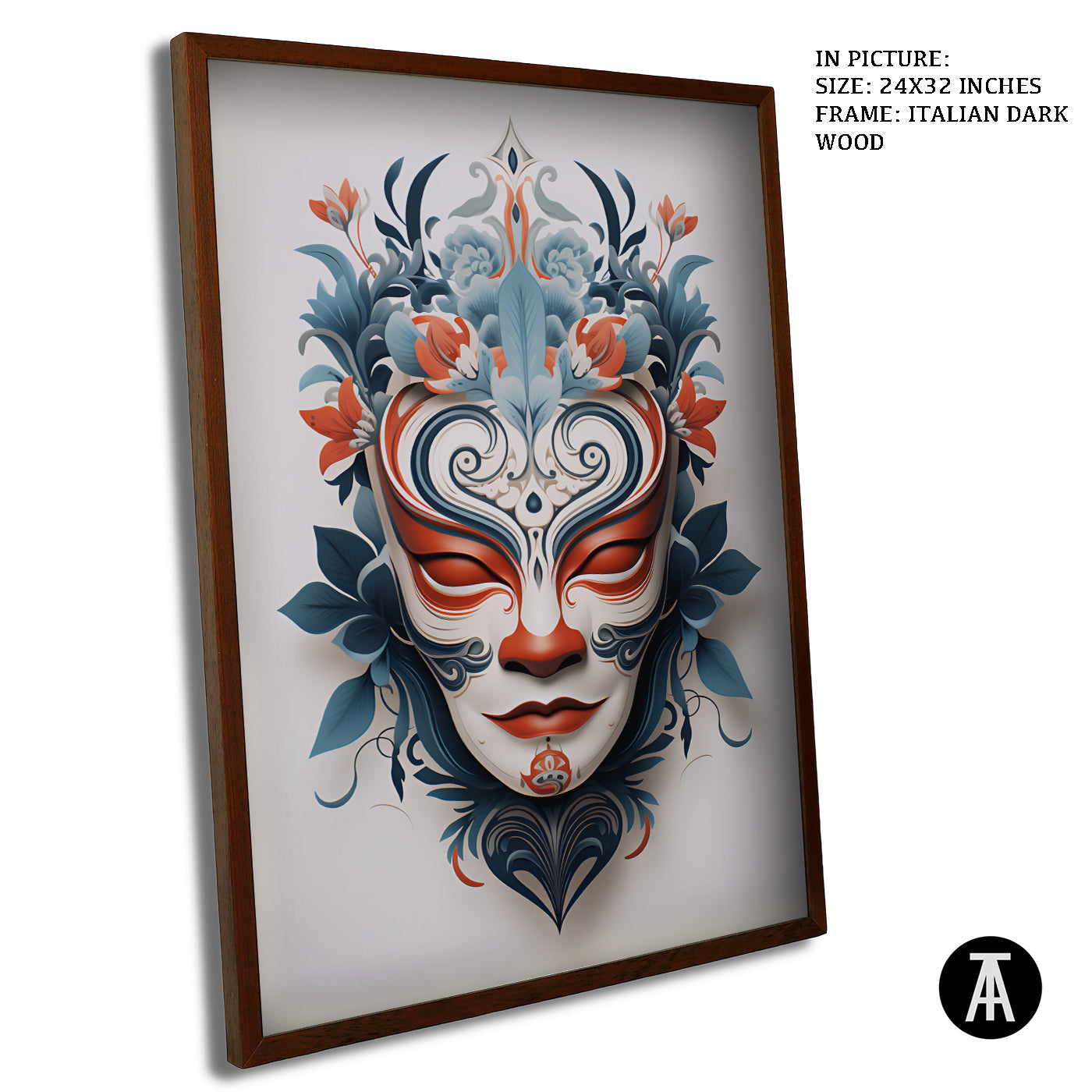 Artwork in Dark Wood Frame