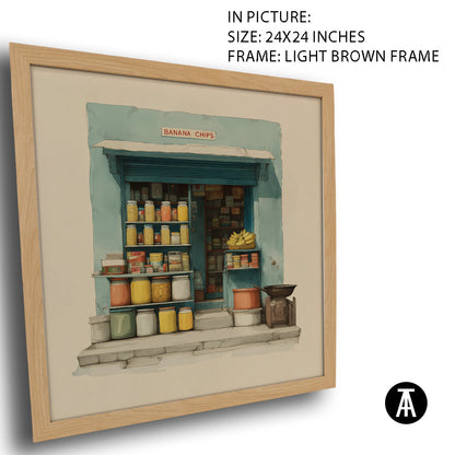 Artwork in Light Brown Frame