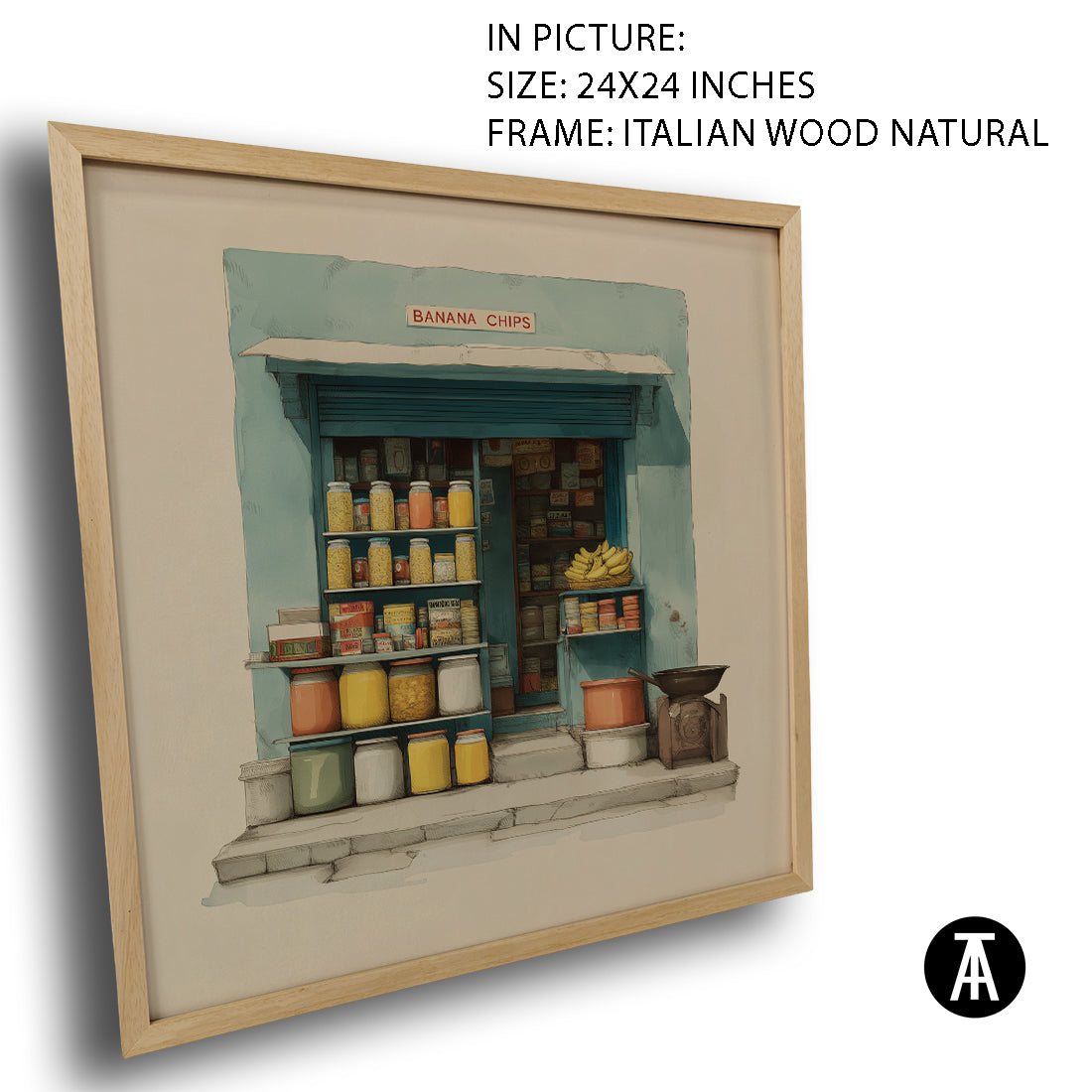 Artwork in Natural Wood Frame