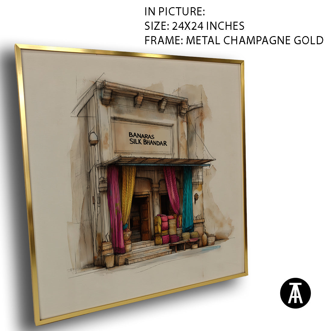 Artwork in Metal Champagne Gold Frame