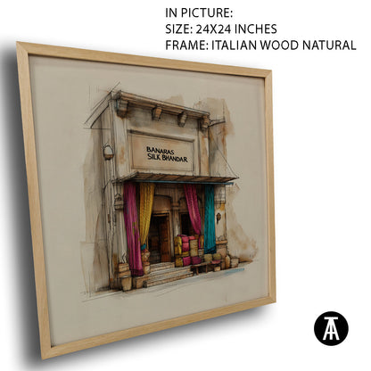 Artwork in Natural Wood Frame