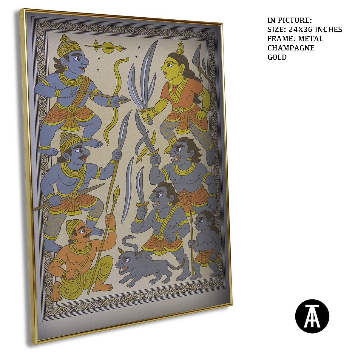 Artwork in Metal Champagne Gold Frame