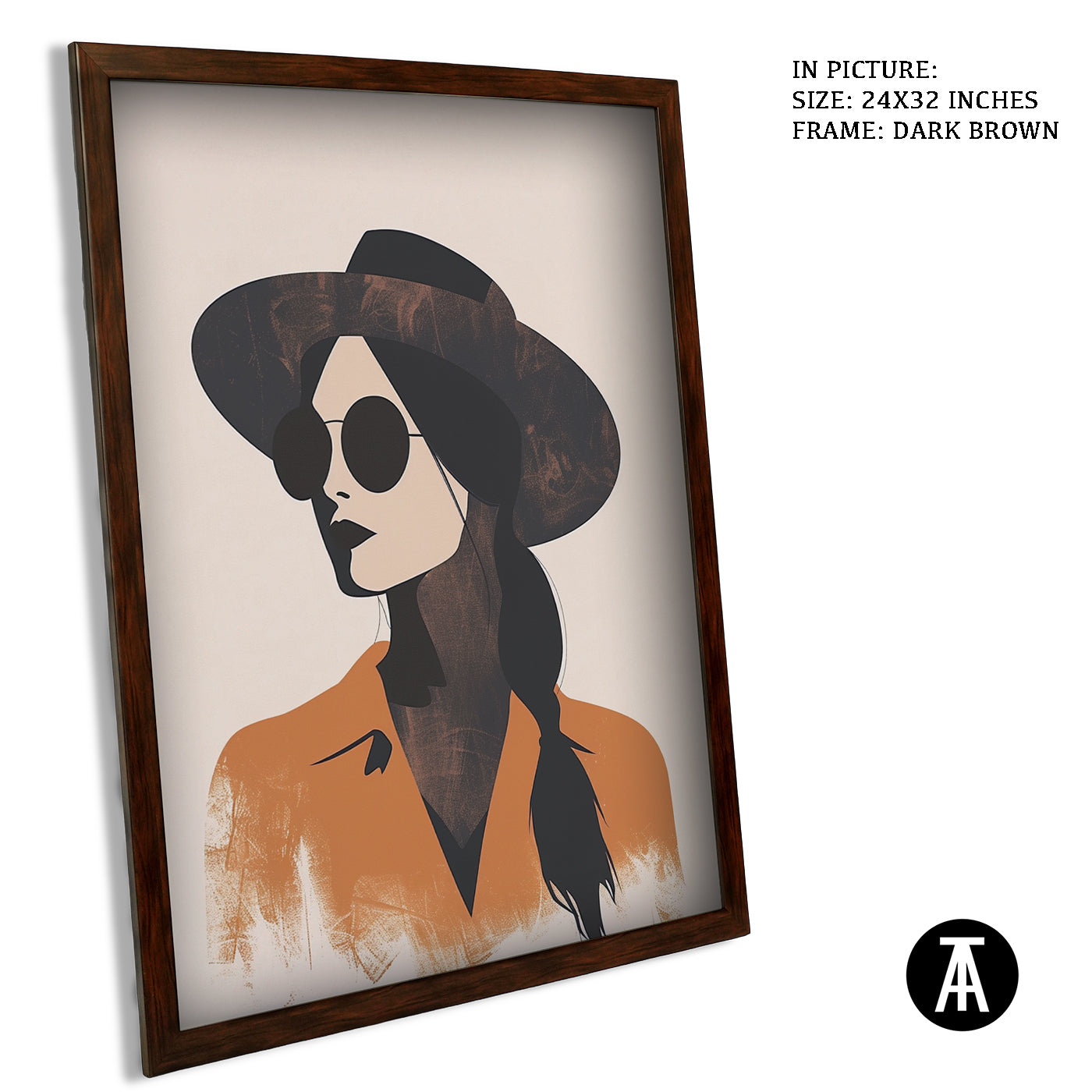 Artwork in Dark Brown Frame