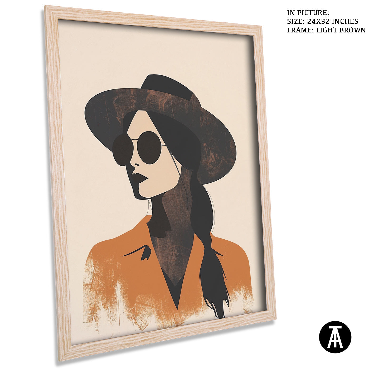 Artwork in Light Brown Frame